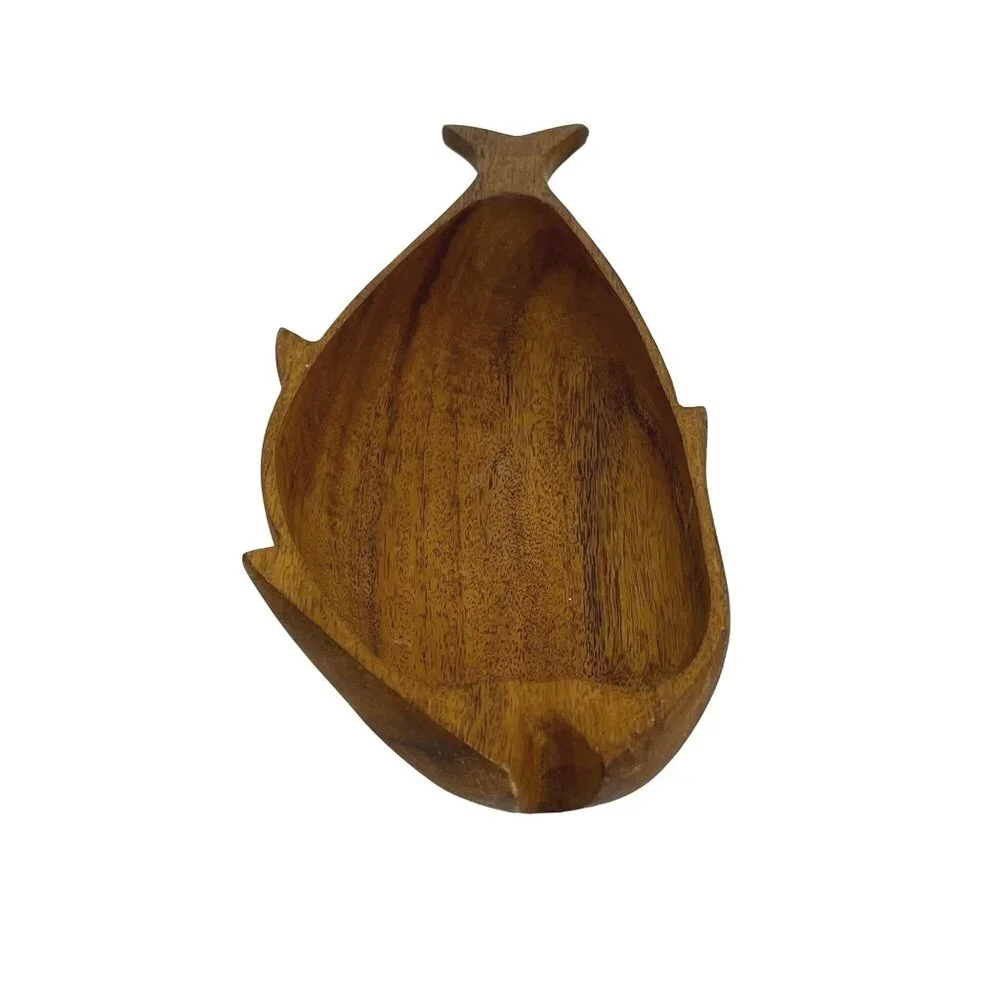 Handcrafted Wooden Fish-Shaped Serving Tray Decorative Platter